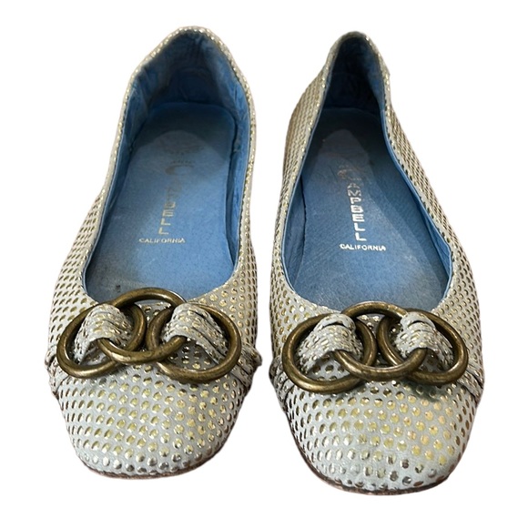 Jeffrey Campbell “Bring” Ivory & Metallic Gold Dot Chain Detail Ballet Flats - 8 - Picture 5 of 14